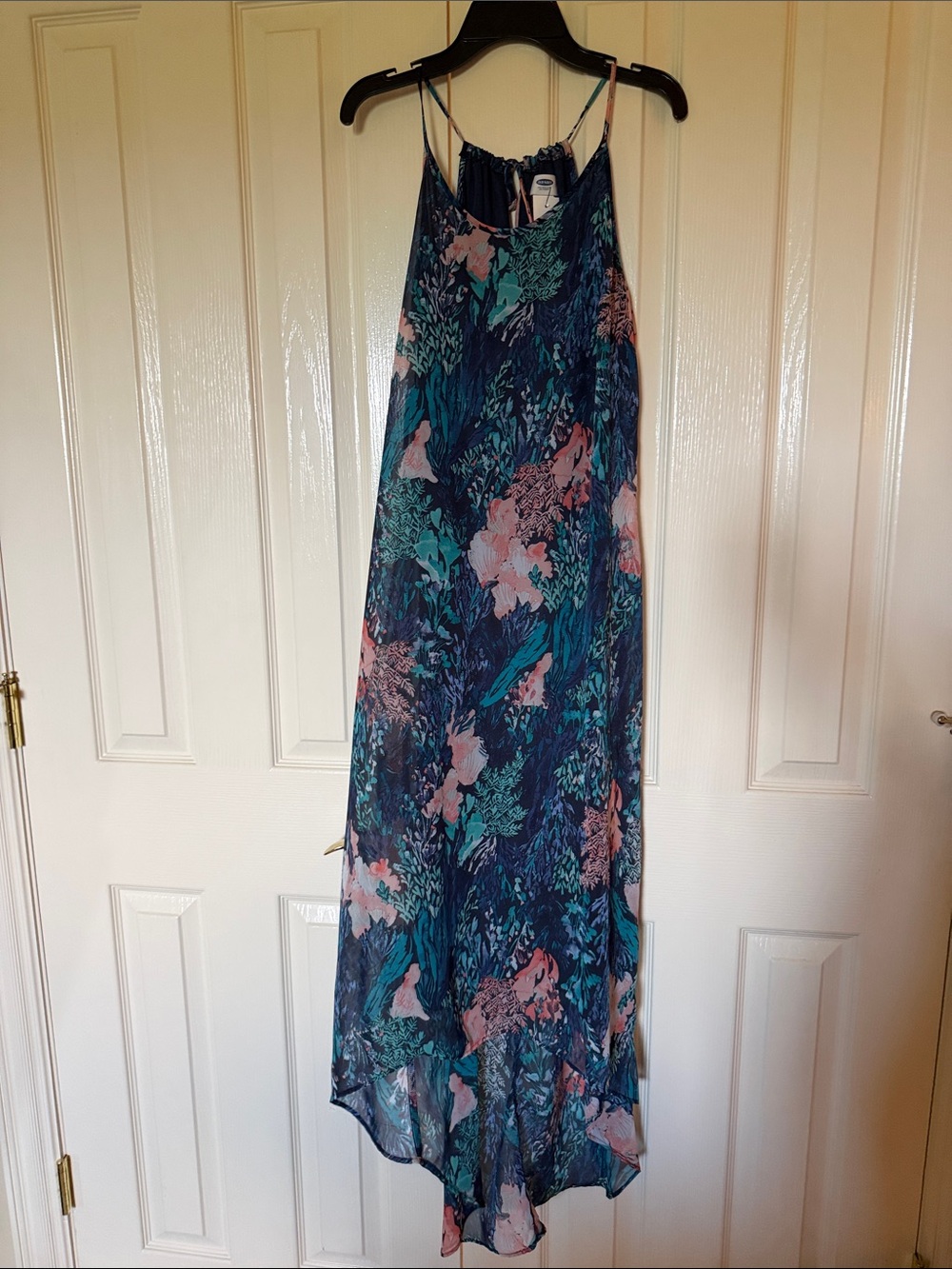 Old Navy Floral High-Low Maxi Dress in Navy, Teal & Blush